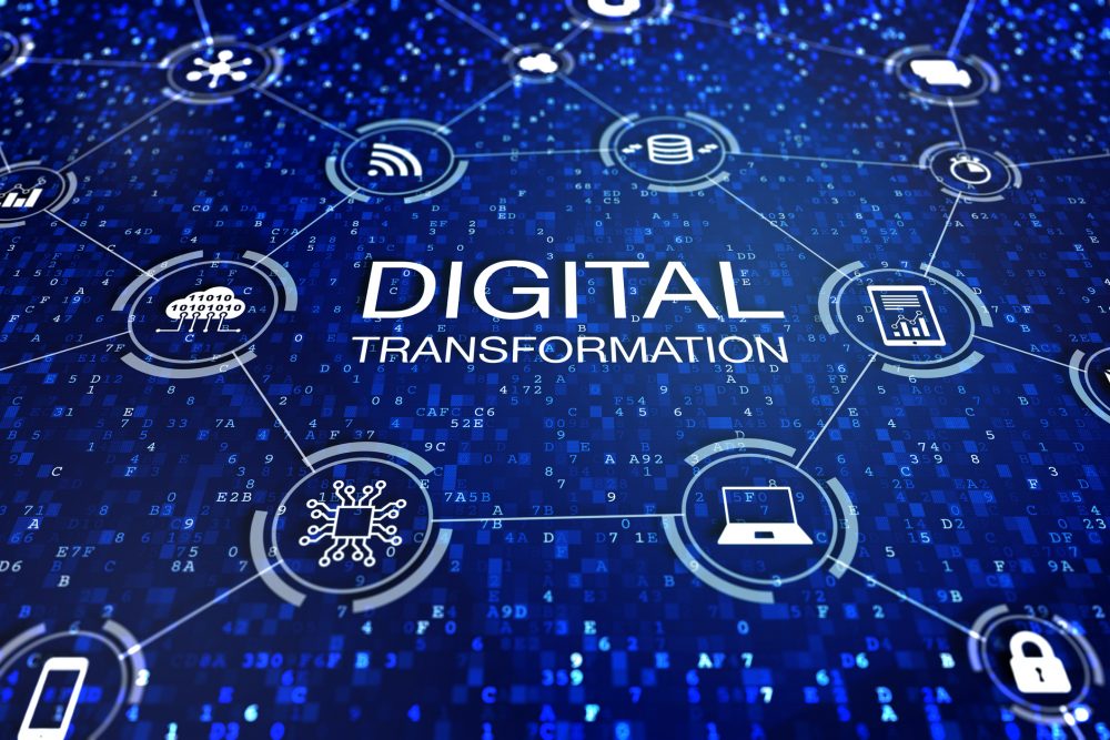 ilustracja z napisem "digital transformation"