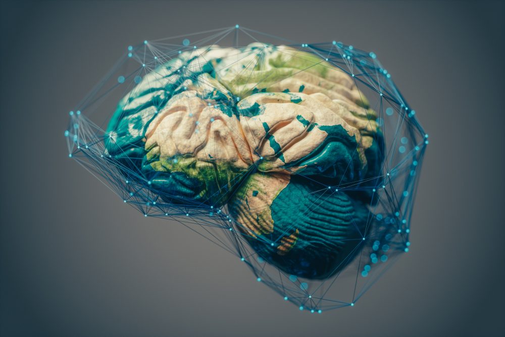 mózg otoczony połączonymi przewodami 